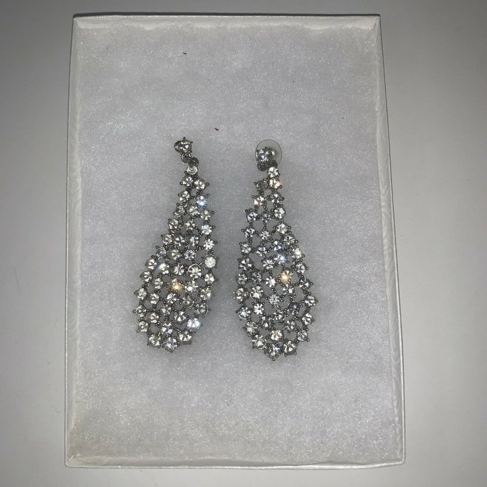 Long Antique ART DECO Rhinestone Paste Drop Dangle Chandelier Earrings
